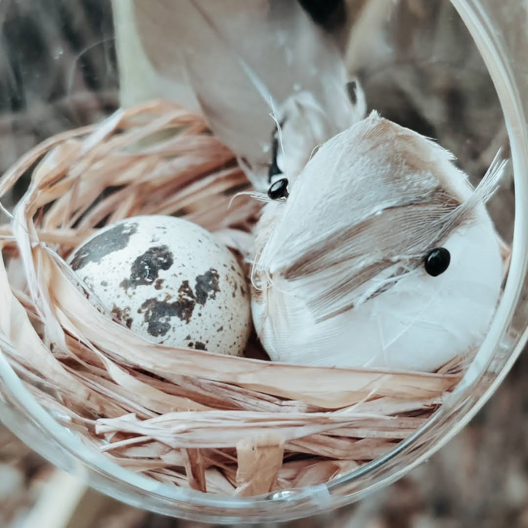 Vackert glashängande med fågel och ägg